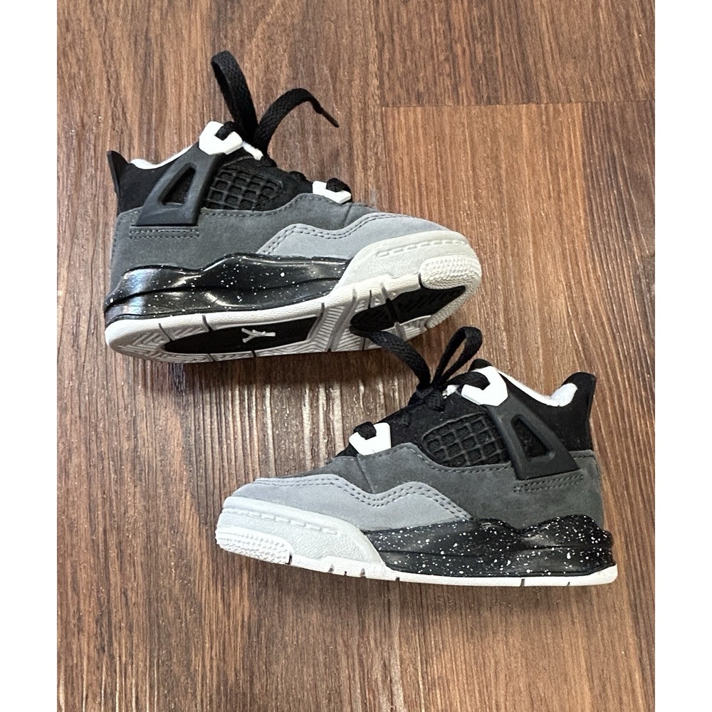 Nike Air Jordan 4 Retro Toddler Size 6C Toddler White Thunder Black FV4538-002 - Picture 10 of 13